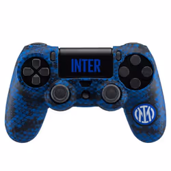 Qubick Controller Skin Inter PS4, PlayStation 4, Custodia per controller per videogiochi, Nero, Blu, Silicone, 1 pz
