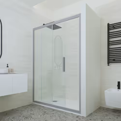 Porta doccia scorrevole 100 CM H 200 Vetro Trasparente Profilo Silver mod. Deco - Vista aggiuntiva 2