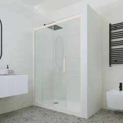 Porta doccia scorrevole 100 CM H 200 Vetro Trasparente Profilo Champagne mod. Deco - Vista aggiuntiva 2