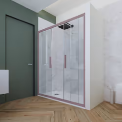 Porta doccia scorrevole 120 CM H 200 Vetro Trasparente Profilo Lavanda mod. Glam - Vista aggiuntiva 2