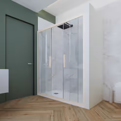 Porta doccia scorrevole 120 CM H 200 Vetro Trasparente Profilo Champagne mod. Glam - Vista aggiuntiva 2