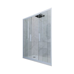 Porta doccia scorrevole 120 CM H 200 Vetro Trasparente Profilo Blu Vintage mod. Glam