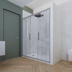 Porta doccia scorrevole 130 CM H 200 Vetro Trasparente Profilo Silver mod. Glam - Vista aggiuntiva 2