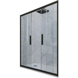 Porta doccia Nero Matt scorrevole cm nicchia vetro Glam