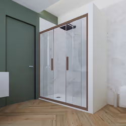 Porta doccia scorrevole 140 CM H 200 Vetro Trasparente Profilo Chocolate mod. Glam - Vista aggiuntiva 2