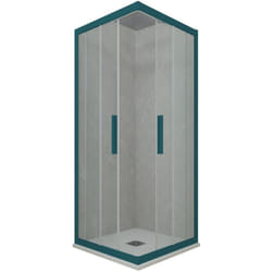Forte - Box doccia 80x80 angolare scorrevole Verde Night Watch h 200 Kolors
