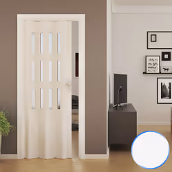 Porta a Soffietto da Interno in PVC Bianca Vetro Satinato 88 5x214 cm mod. Luciana - Vista aggiuntiva 2