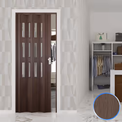 Porta a Soffietto da Interno in PVC Rovere Tortora Vetro Satinato 88 5x214 cm mod. Luciana - Vista aggiuntiva 2