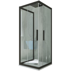 Forte - Box doccia scorrevole 3 lati 80x110x80 cm Nero Matt Kolors Trio
