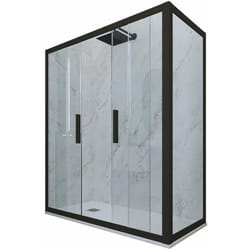 Forte - Box doccia 90x120 2 ante scorrevole h 200 Nero Matt Glam Duo