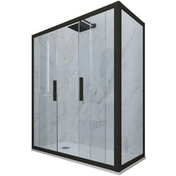 Forte - Box doccia 70x140 2 ante scorrevole h 200 Nero Matt Glam Duo