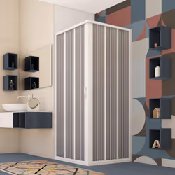 Box Doccia in PVC 100x100CM H185 a soffietto con Apertura Centrale colore Bianco mod. Flex - Vista aggiuntiva 2