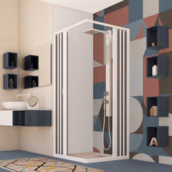 Box Doccia in PVC 100x100CM H185 a soffietto con Apertura Centrale colore Bianco mod. Flex - Vista aggiuntiva 3