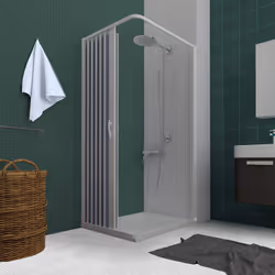 Box Doccia in PVC 100x100CM H185 a soffietto con Apertura Laterale colore Bianco mod. Flex - Vista aggiuntiva 3