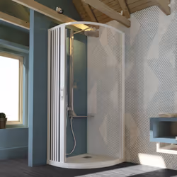 Box Doccia in PVC 90x70CM H185 a soffietto Semicircolare con Apertura Laterale colore Bianco mod. Flex - Vista aggiuntiva 3