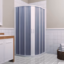 Box Doccia in PVC 100x100CM H185 a soffietto Semicircolare con Apertura Centrale colore Bianco mod. Flex - Vista aggiuntiva 2