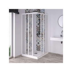 Box doccia angolare con profili in PVC e acrilico da 1,8