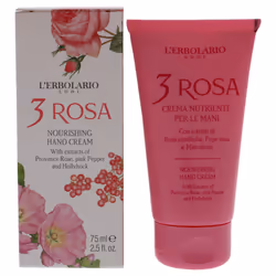L'Erbolario 3 è una crema mani per la rosa e lascia la pelle morbida grazie alle sue proprietà. Flacone da 75ml.