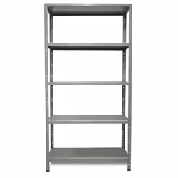 Scaffale in metallo 5 ripiani 60 kg; Kit composto da ripiani rinforzati e 8 montanti angolari; Riposti all'interno della conf ...