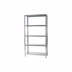 Scaffale bullonato Ripiani 5 Misure 100x40x87 4 piedini 8 angolari Zincato  Scaffale in Kit 100x40x87 cm Fissaggio bulloni, c ...