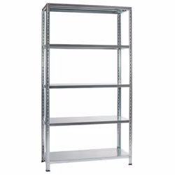 Portata per ripiano 130 Kg; Colore grigio; Bullonato. Kit scaffale 100x40x187 cm 5 ripiani Portata per ripiano 130 Kg, colore ...