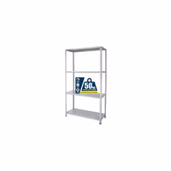 Scaffalatura metallica in kit di facile montaggio a bullone; Colore grigio; Resistente; Ideale per depositi, magazzini, archi ...