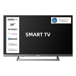 SABA SMART TV 24" HD READY, Sistema operativo VIDAA, Triplo ter DVBT2/C/S2 HEVC MAIN10, Certificato TivuSAT, Piedistallo centrale, Dolby Audio