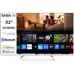SABA SA32WHM10VDA SMART TV Bianco 32" HD READY, Sistema operativo VIDAA, Triplo tuner DVBT2/C/S2 HEVC MAIN10, Certificato TivuSAT, Piedistallo centrale, Dolby Audio