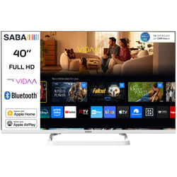 SABA SA40WFM10VDA SMART TV Bianco 40" FULL HD, Sistema operativo VIDAA, Triplo tuner DVBT2/C/S2 HEVC MAIN10, Certificato TivuSAT, Piedistallo centrale, Dolby Audio