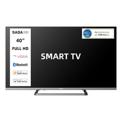 SABA SMART TV 40" FULL HD, Sistema operativo VIDAA, Triplo ter DVBT2/C/S2 HEVC MAIN10, Certificato TivuSAT, Piedistallo centrale, Dolby Audio