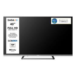 SABA TV 40" FULL HD,Serie Senior, Secondo telecomando semplificato con tasti grandi in dotazione, Triplo ter DVBT2/C/S2 HEVC MAIN10, Certificato TivuSAT, Piedistallo centrale, Dolby Audio