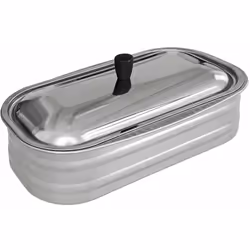 Scopri la Vasca Inox 4,5 Nordica per Cucine a Legna: realizzata in acciaio inox con finitura lucida e dotata di coperchio. Pe ...