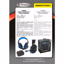 Xtreme Fusion Headset + Sound Box 7.1 Auricolare Cablato A Padiglione Gaming Nero, Blu
