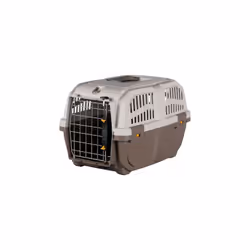 TRIXIE Skudo, Trasportino rigido, Trasportino per animali domestici da auto, Cane, Caricamento frontale, Sabbia, Grigio talpa ...