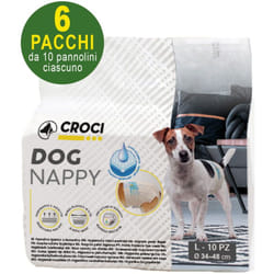 Croci - 60 Pannolini igienici per cani Dog Nappy l 34-48 cm - 6 pacchi da 10 pezzi cad.