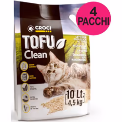 Lettiera microgranuli Tofu Clean agglomerante 4 confezioni da 10 litri cad. Marca: Croci Formato: 4 sacchi da 10 litri/4,5 kg ...