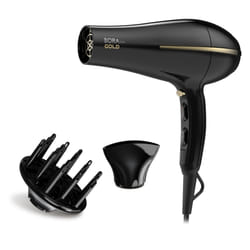 GA.MA Phon Bora Ion Gold: Griglia rivestita in olio d'argan, capelli idratati e morbidi, 2200 W, Motore Dc Ultraleggero, 6 combinazioni di temperatura e velocità, colpo d'aria fredda, inclusi 1 bocchetta e 1 diffusore