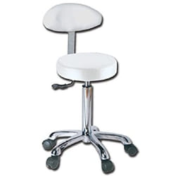 Sgabello con schienale e seduta imbottita in finta pelle ø 34 cm, altezza regolabile, bianco, 45241 - Gima