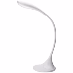 Collezione Puddy LA LUCE GIUSTA IN OGNI SITUAZIONE Lampada da tavolo flessibile in plastica bianca, con asta affusolata piegh ...
