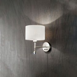 Applique Contemporanea Round Hotel Metallo Bianco Tessuto Grigio 1 Luce E27