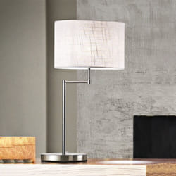 Perenz - Lampada Scrivania Contemp Round Hotel Metallo Cromo Tessuto Bianco 1 Luce E27