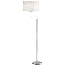 Piantana Contemporanea Round Hotel Metallo Cromo Tessuto Bianco 1 Luce E27