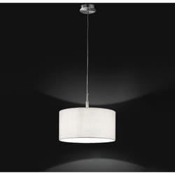 Sospensione Contemporanea Sirco Hotel Metallo Cromo Tessuto Bianco E27 D40