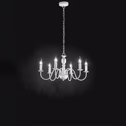 Collezione Ducale SEMPLICITÀ E FUNZIONALITÀ Sospensione in metallo verniciato di colore bianco è un elegante lampadario dal d ...