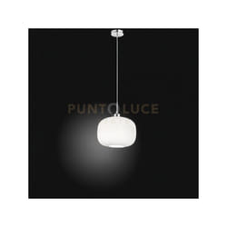 Plisse' Sospensione 1 luce vetro plissettato bianco attacco E27 diametro 25cm
