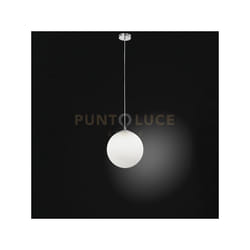 GRAPE Sospensione 1 luce vetro bianco sferico diametro 30cm montatura cromo lucido attacco E27