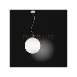 GRAPE Sospensione 2 luci vetro bianco sferico diametro 40cm montatura cromo lucido attacco E27