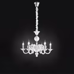 Collezione Bougie LA LUCE È POESIA Sospensione con struttura in metallo e in vetro bianco opaco. La sospensione garantisce un ...