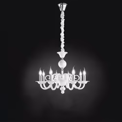Collezione Bougie LA LUCE È POESIA Sospensione con struttura in metallo e in vetro bianco opaco. La sospensione garantisce un ...