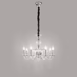 Collezione Bougie LA LUCE È POESIA Sospensione con struttura in metallo e in vetro trasparente. La sospensione garantisce un' ...